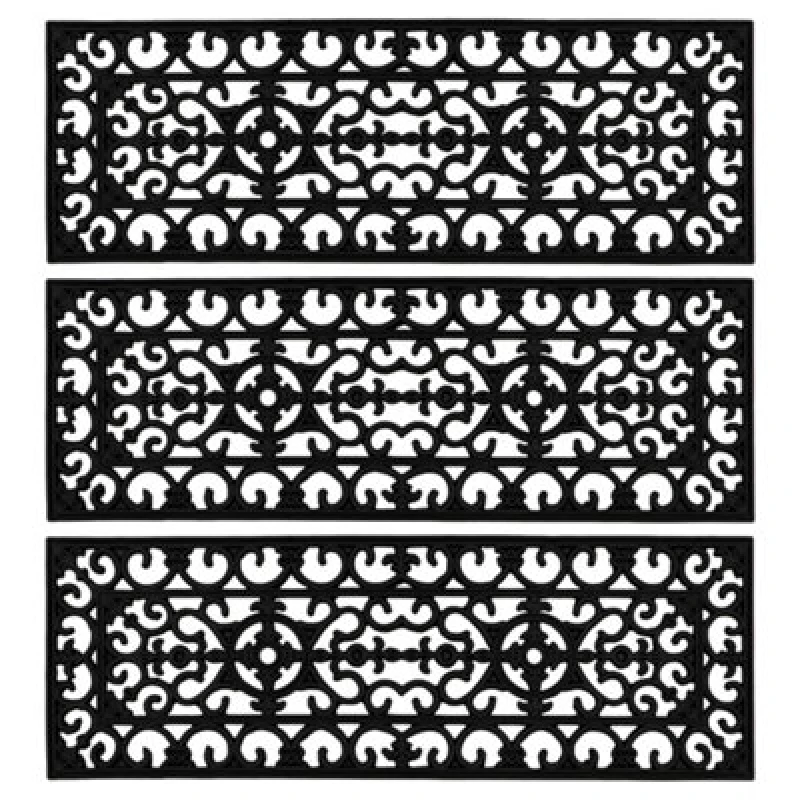 Image of Jvl Lexi Rubber Step Doormat, 25X75Cm, Set Of 3 01-120-3