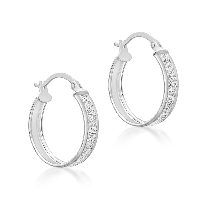 Image of Be You 9ct White Gold Stardust Hoops White Gold female One Size