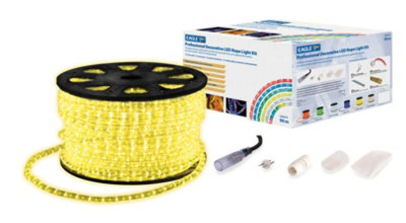 Image of Netagon Static LED Rope Light Kit With Wiring Accessories Kit 90m Yellow Yellow