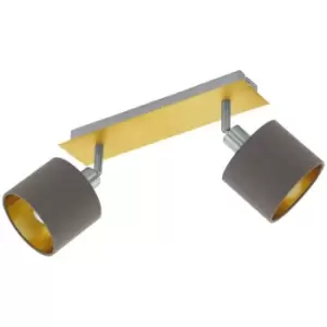 Image of Eglo - Valbiano 2 Lamp Twin Spotlight Brushed Brass, Satin Nickel