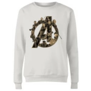Image of Marvel Avengers Infinity War Avengers Logo Womens Sweatshirt - White - M