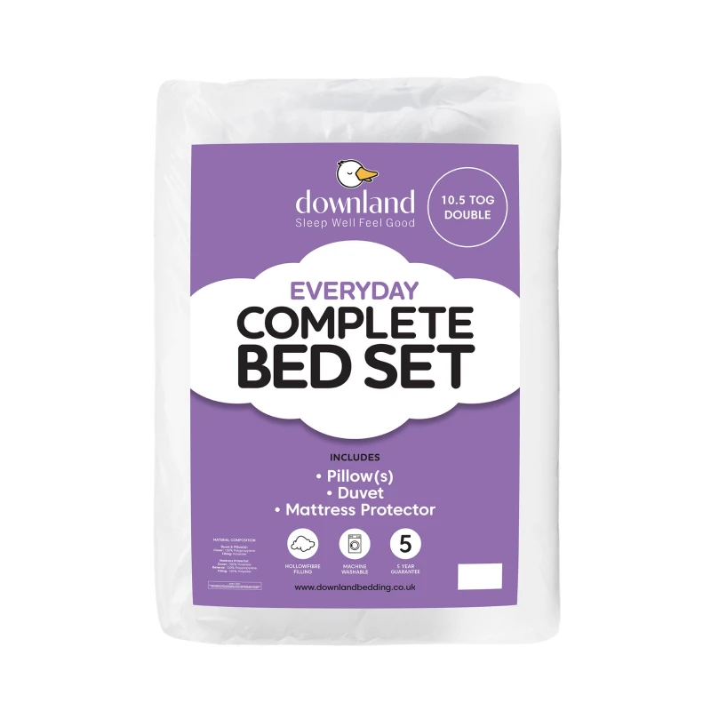 Image of Downland Everyday Complete Bedset- 10.5tog Duvet Pillow(s) White unisex Single