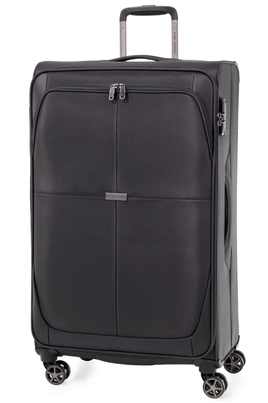 Image of Gino Ferrari Omis Premium Lightweight Soft Shell Suitcase, Wheeled TSA Hold Luggage in Black Size: Medium Black Unisex Medium