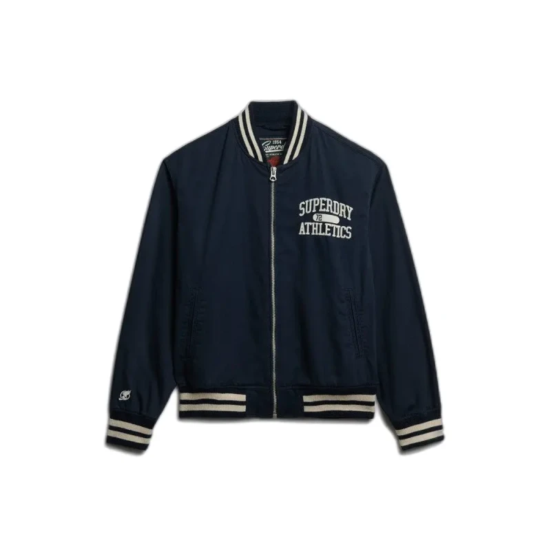 Image of Superdry Twill bomber Superdry Varsity Bleu Male M