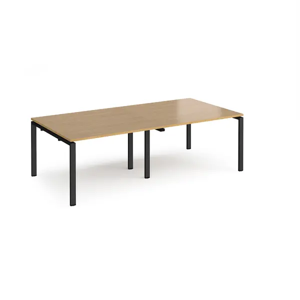 Image of Adapt Rectangular Office Boardroom Table - Oak - Black Frame - W2400mm