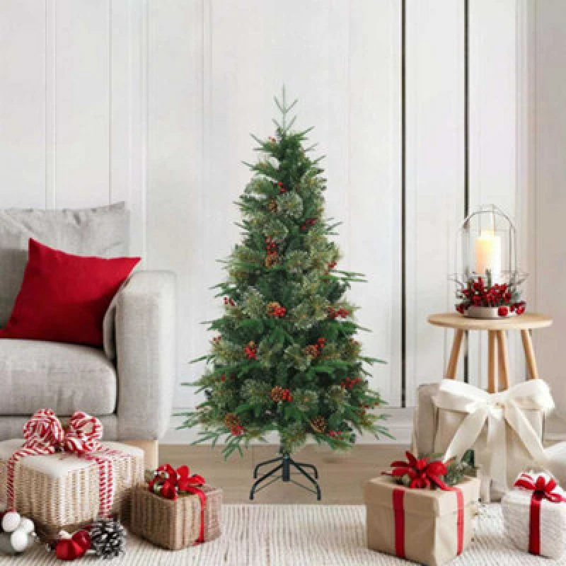 Image of Vidaxl Artificial Hinged Christmas Tree Green 120 Cm Pvc, Pe And Steel