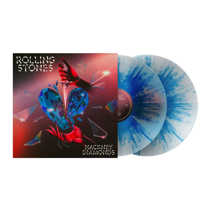 Image of The Rolling Stones Hackney Diamonds - Anniversary Edition - Clear & Blue Splatter Vinyl - Sealed 2024 UK 2-LP vinyl set 750198-5