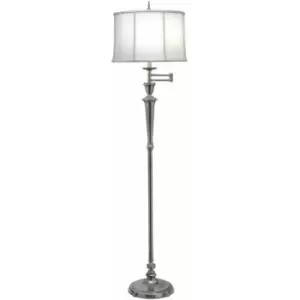 Image of Loops - Floor Lamp Swing Arm Multi Direction Off White Shade Antique Nickel LED E27 60W