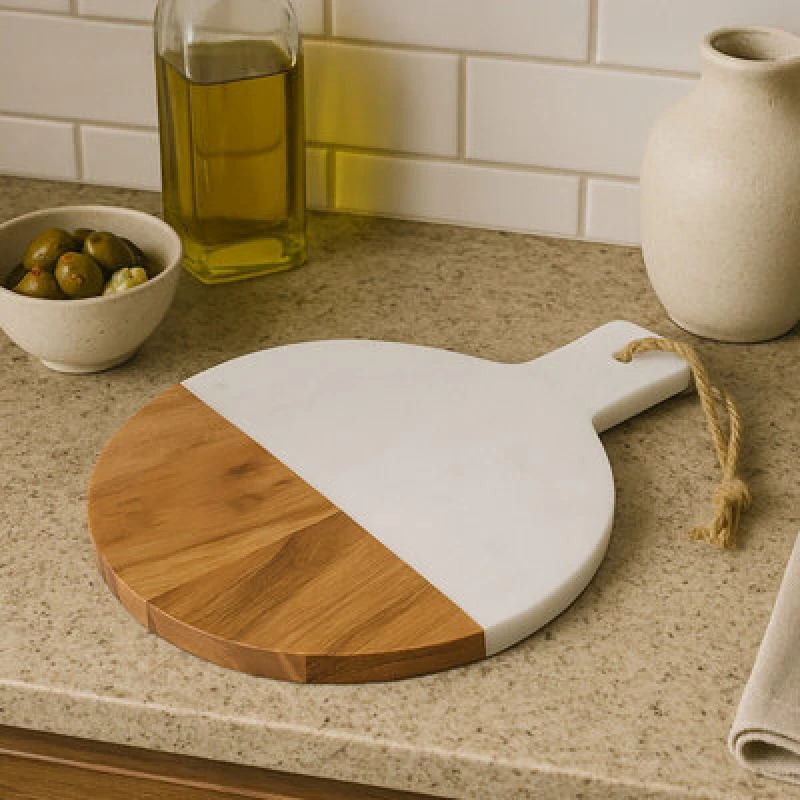 Image of Orsina Large Marble And Acacia Wood Chopping Board