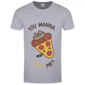 Image of Pusheen Mens You Wanna Pizza Me T-Shirt (XL) (Grey)