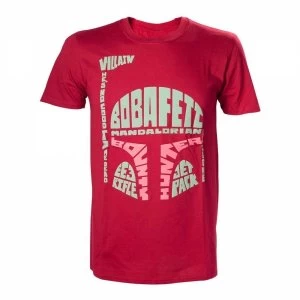 Image of Star Wars Boba Fett Word Play X-Large Red T-Shirt