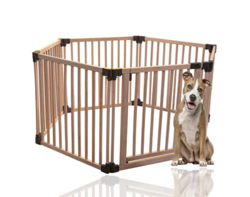 Image of Bettacare Wooden Dog Pen, Hexagon, 6 X 80Cm, Natural Wood, 76Cm High, Dog Pen For Pets And Puppy, Dog Playpen, Indoor Dog Yard