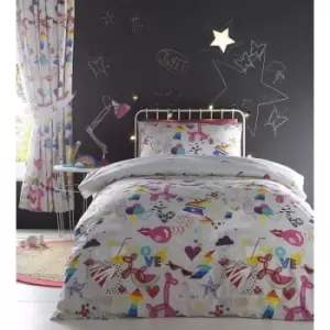 Image of Childrens Single Duvet Cover Set Girl's Bedding Bed Quilt Set Cartoon Sketch