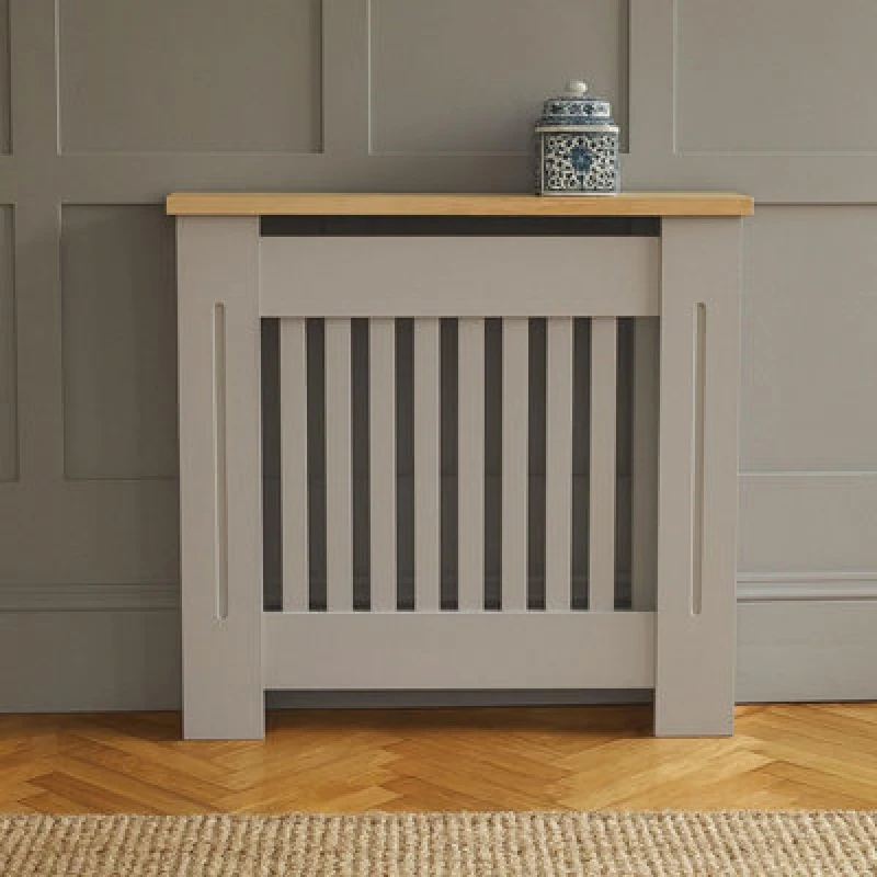 Image of Neo Small Grey Decorative Wooden Radiator Cover