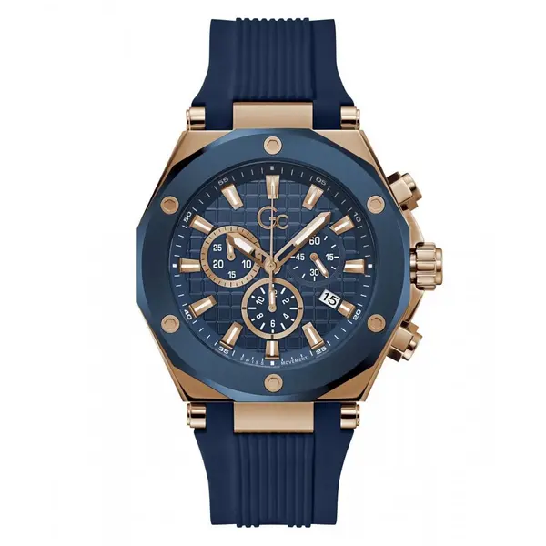 Image of Gc Watches Gents Legacy Blue & Rose Gold Watch Z18006G7MF