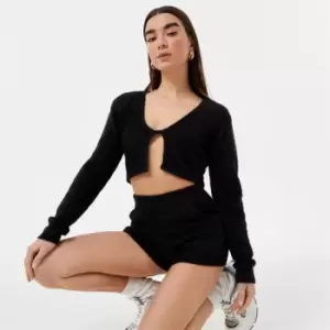 Image of Jack Wills Fluffy Cropped Cardigan - Black