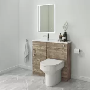 Image of 900mm Wood Effect Cloakroom Toilet and Sink Unit with Chrome Fittings - Ashford