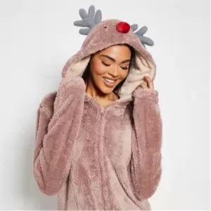 Image of I Saw It First Fluffy Reindeer Onesiex - Brown