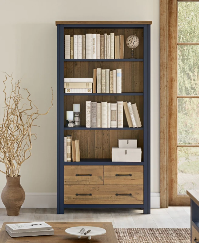 Image of Baumhaus Splash of Blue - Large Open Bookcase with Drawers Blue Unisex