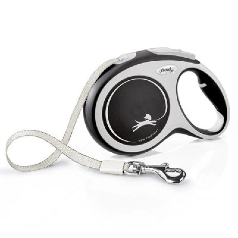 Image of Flexi New Comfort Tape L Grey & Black 8M Retractable Dog Lead Up To 50Kgs
