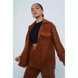 Image of I Saw It First Tan Cord Oversized Shirt - Brown