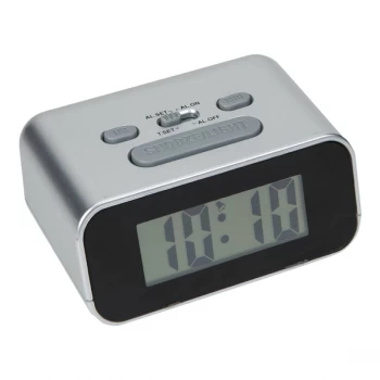 Image of WILLIAM WIDDOP Digital Alarm Clock with LED Lights - Silver