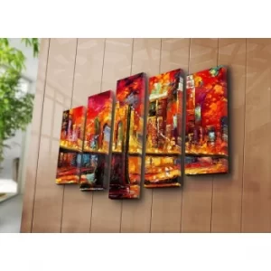 Image of 5PATK-93 Multicolor Decorative Canvas Painting (5 Pieces)