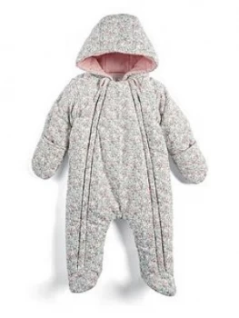 Image of Mamas & Papas Printed Cord Pramsuit Baby Girls