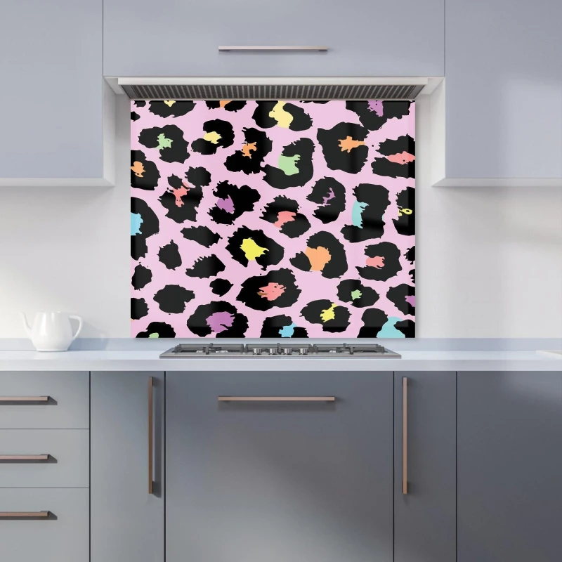 Image of Warren Reed - Designer Pink Leopard Print Kitchen Splashback Size: 600mm x 600mm Pink Unisex 600mm x 600mm