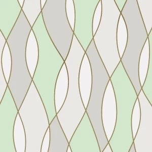 Image of Fine Decor Fine Decor Wave Wallpaper - Green