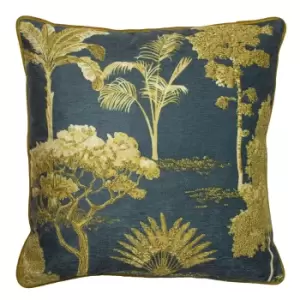Image of Paoletti Arboretum Cushion Cover (50cm x 50cm) (Blue/Gold)