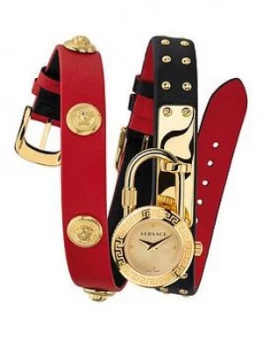 Image of Versace Medusa Lock Icon Iconic Leather Strap Watch