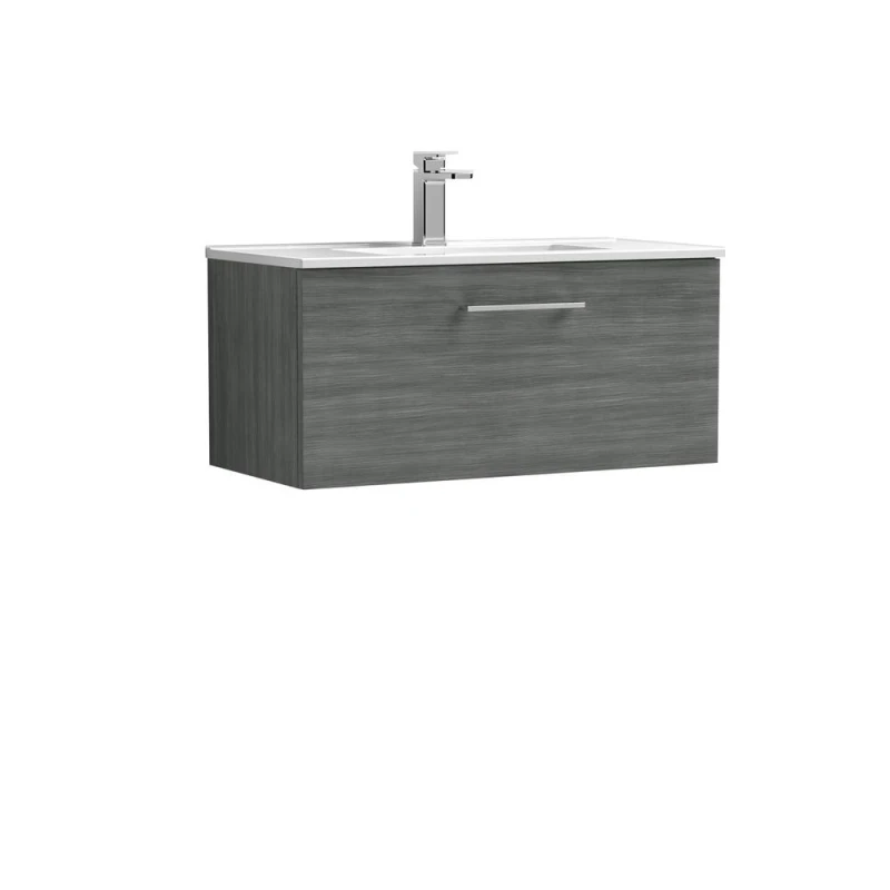 Image of Balterley Bathroom 1 Soft Close Drawer, Wall Hung Vanity Unit, Anthracite, 800mm in Grey Grey Unisex