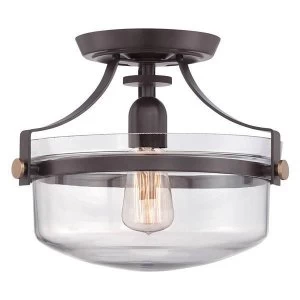Image of 1 Light Semi Flush Ceiling Light Western Bronze, E27
