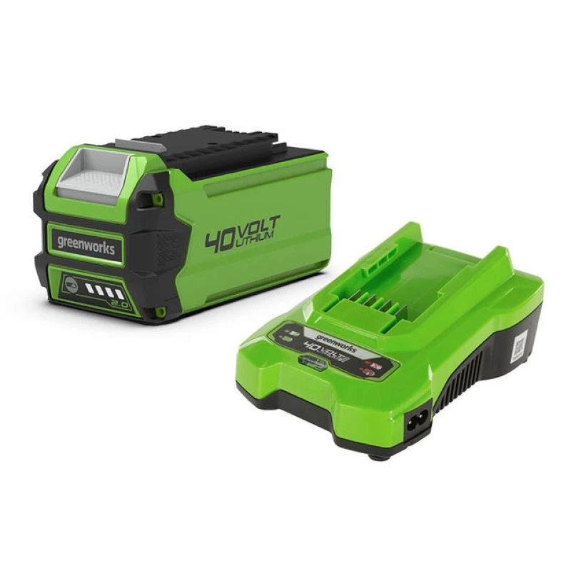 Image of Greenworks GSK40B2 40v Cordless Li-ion Battery 2ah and Standard Battery Charger GSK40B2 Battery Amp Hours: 2ah