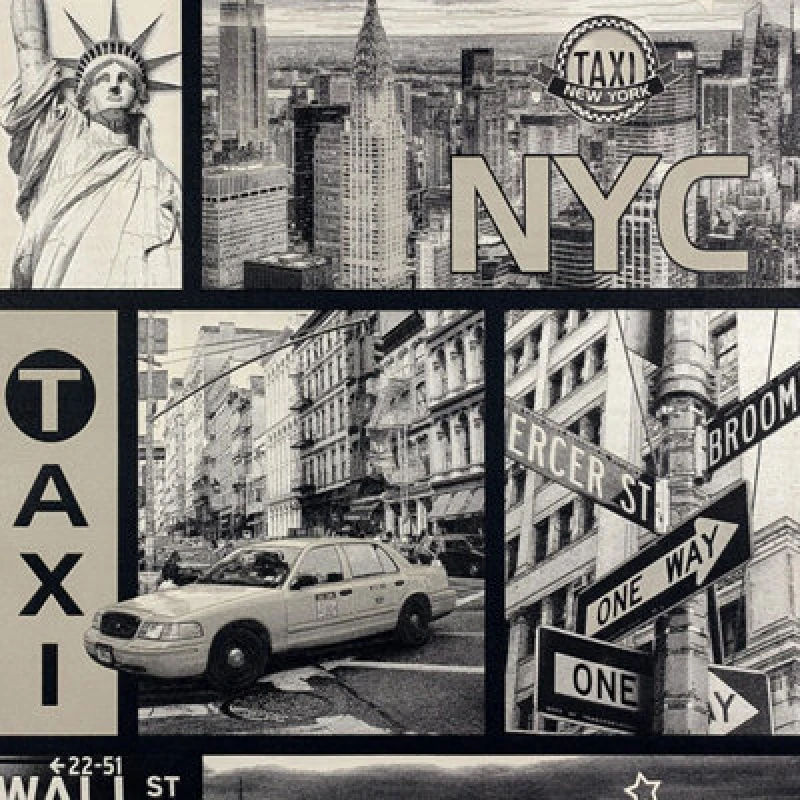Image of As Creation New York Taxi Streets Wallpaper Black White Textured Blown Vinyl