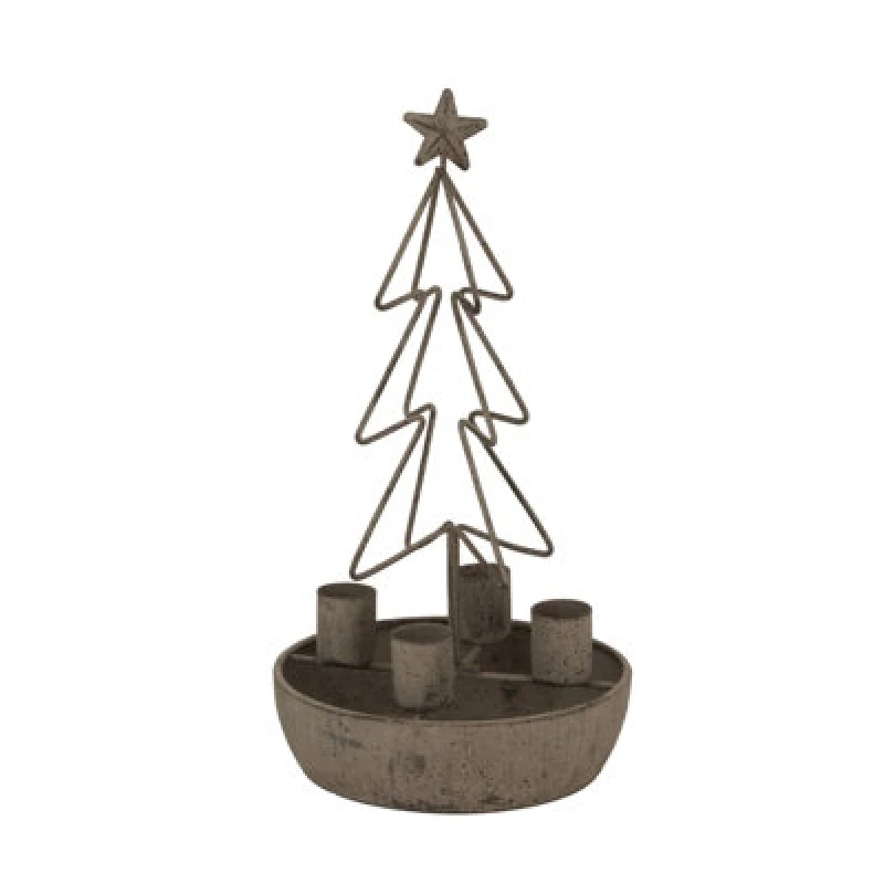 Image of Rustic Outline Tree And Star Candle Holders
