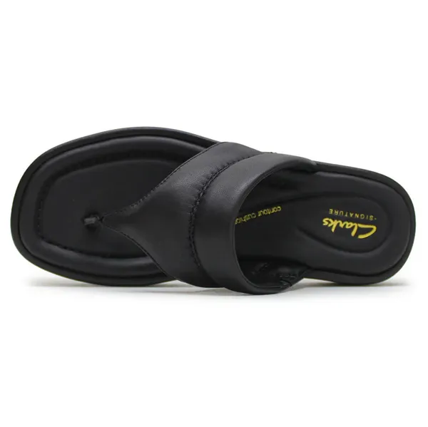 Image of Clarks Womens Alda Leather Toe-Post Sandals - UK 4 Black Sandals female 26176261 4