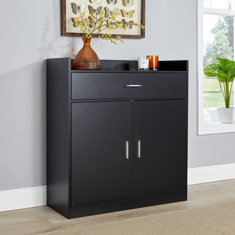 Image of Home Source Novara Shoe Storage Cabinet With 2 Door Black