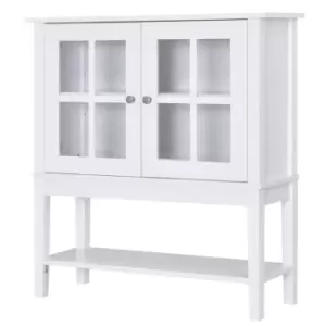 Image of HOMCOM Modern Kitchen Sideboard Storage Cabinet With Glass Door White