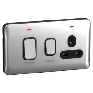 Image of Schneider LSD 45A Double Pole Cooker Socket With LED Indicator Black Insert Polished Chrome - GGBL4001BPC