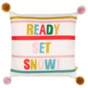 Image of Pom-Poms Ready Set Snow Cushion Multi / 43 x 43cm / Polyester Filled