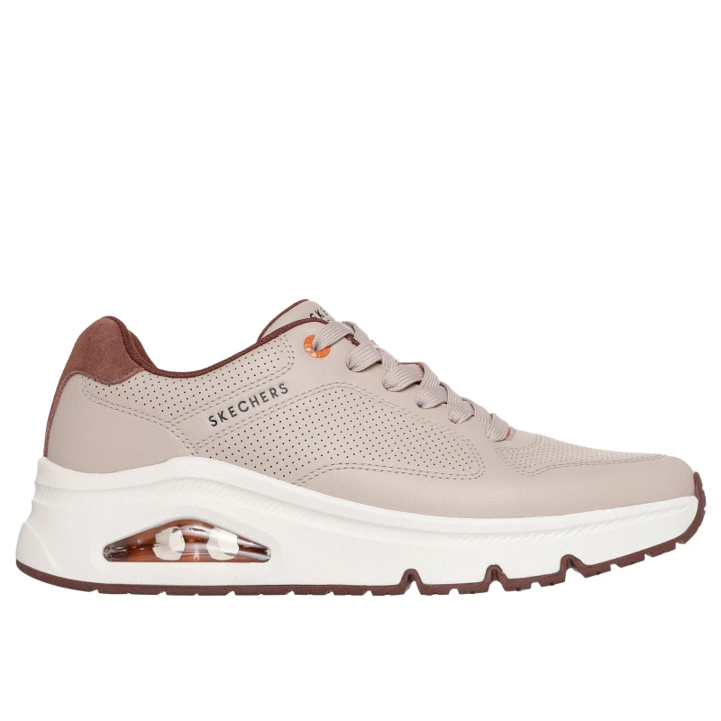 Image of Skechers Mens Leather Decorative Stitch Low-Top Trainers Taupe male 7 (41)