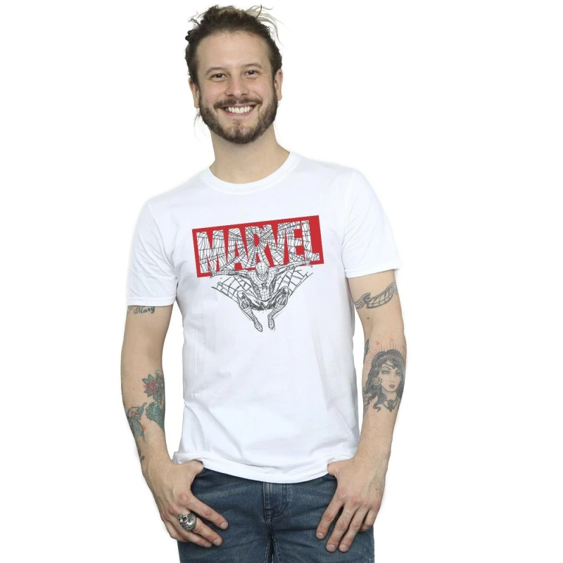 Image of Marvel Marvel Men Spider Man Logo Red T-Shirt in White Size: Small White S Male 5059934692398