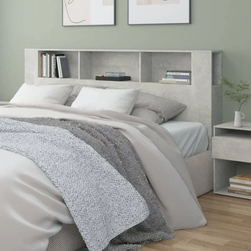 Image of VIDAXL Vidaxl - Headboard Cabinet Concrete Grey 200x18.5x104.5cm 8720286967171