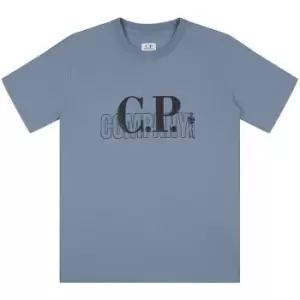 Image of CP COMPANY Junior Logo T-Shirt - Blue