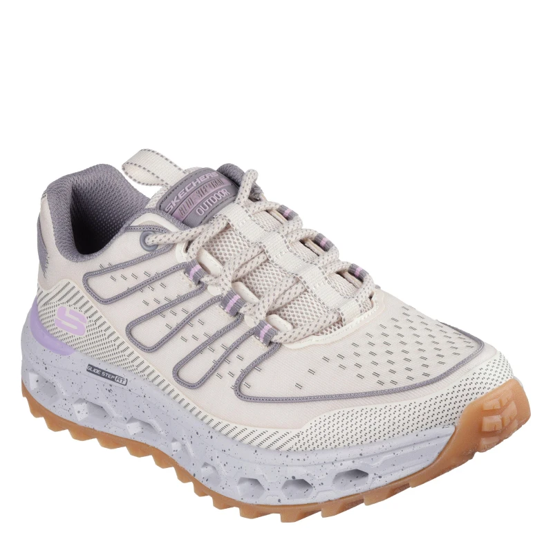 Image of Skechers Glide-Step At Slip On Trainers Womens Natural/Purple female 2 (35)