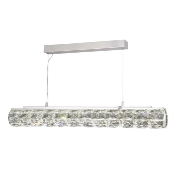 Image of Searchlight Lighting - Searchlight Remy - Integrated LED 1 Light Pendant Bar Chrome, Clear Crystal Trim