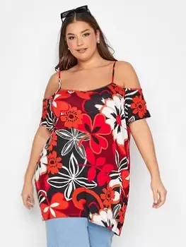 Image of Yours Cold Shoulder Tunic - Red, Size 30-32, Women