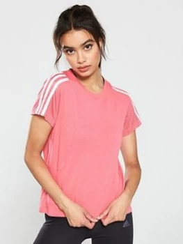 Image of Adidas Mesh Sleeve T-Shirt - Pink